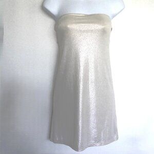 Intimately Free People Tube Top Tunic Strapless Champagne Shimmer Stretch EUC M